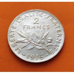 FRANCIA 2 FRANCOS 1916 SEMEUSE - SEMBRADORA KM.845.1 MONEDA DE PLATA EBC France 2 Francs silver coin