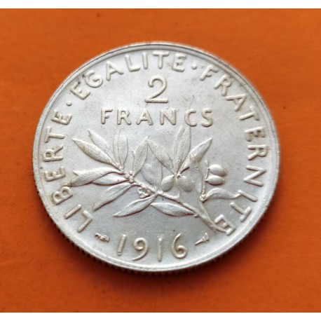 .FRANCIA 2 FRANCOS 1917 SEMEUSE PLATA SC SILVER FRANCE