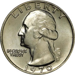 ESTADOS UNIDOS 1/4 DOLAR 1970 S WASHINGTON PROOF NICKEL QUARTER