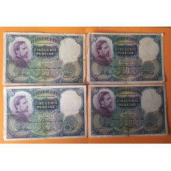 1 Billete x ESPAÑA 50 PESETAS 1931 EDUARDO ROSALES Sin Serie DIFERENTE NUMERO Pick 82 MUY CIRCULADO Spain banknote L/2