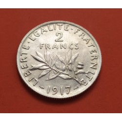 FRANCIA 2 FRANCOS 1917 SEMEUSE - SEMBRADORA KM.845.1 MONEDA DE PLATA EBC France 2 Francs silver coin