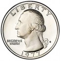 ESTADOS UNIDOS 1/4 DOLAR 1977 S WASHINGTON PROOF NICKEL QUARTER