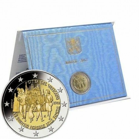 VATICANO 2 EUROS 2012 DIA MUNDIAL DE LA FAMILIA SC MONEDA CONMEMORATIVA EN CARTERA ESTUCHE OFICIAL