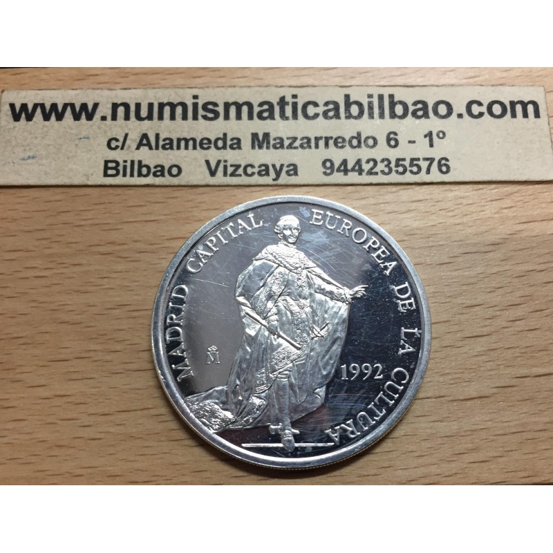 ESPAÑA 5 ECU 1992 CARLOS III PLATA PROOF ESTUCHE - Numismatica Bilbao