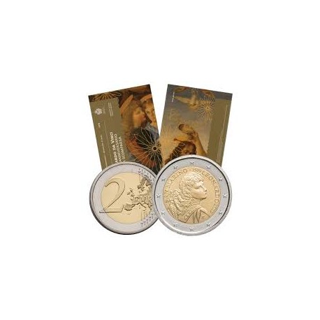 SAN MARINO 2 EUROS 2019 LEONARDO DA VINCI 500 AÑOS DE SU MUERTE SC 1ª MONEDA CONMEMORATIVA EN ESTUCHE/BLISTER