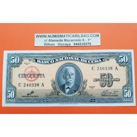 @FIRMA DEL CHE GUEVARA - RARO@ CUBA 50 PESOS 1960 CALIXTO GARCIA IÑIGUEZ Pick 81C BILLETE SC UNC BANKNOTE