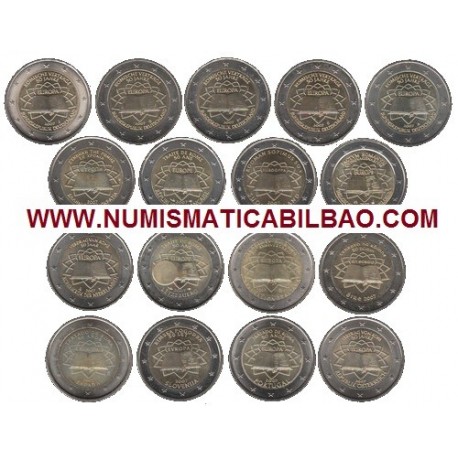 .2€ EUROS 2007 TRATADO DE ROMA x17 MONEDAS con ALEMANIA ADFGJ