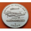 ISLA DE MAN 1 CORONA 1995 AVIONES DE LA 2ª GUERRA MUNDIAL FOKKER G.1A KM.511 MONEDA DE NICKEL SC 1 Crown WWII