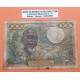 COSTA DE MARFIL 1000 FRANCOS 1965 JEFE TRIBAL Letra A Pick 103.AJ BILLETE CIRCULADO @RARO@ West African States IVORY COAST