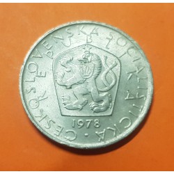 CHECOSLOVAQUIA 5 KORUN 1978 LEON CON ESCUDO y VALOR KM.60 MONEDA DE NICKEL SC- Czechoslovakia 5 Coronas