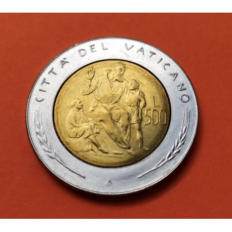 VATICANO 500 LIRAS 1982 SERPIENTE y NIÑOS PAPA JUAN PABLO II KM. 277 MONEDA BIMETALICA SC 500 Lire