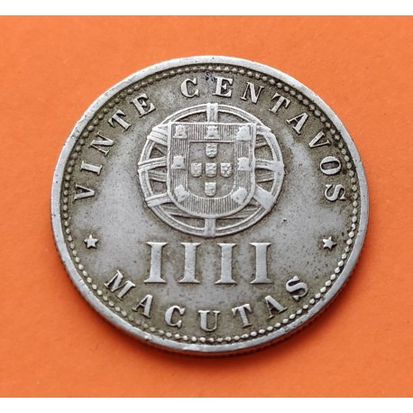 @ESCASA@ ANGOLA 4 MACUTAS 1927 DAMA KM.68 MONEDA DE NICKEL MBC+ República Portuguesa 20 Centavos PORTUGAL R/3