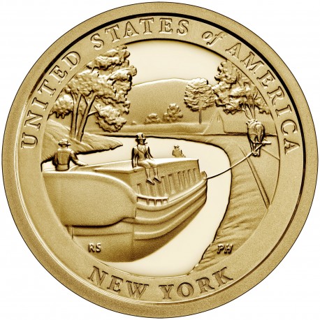 . ESTADOS UNIDOS 1 DOLAR 2021 P AMERICAN INNOVATION Canal Erie NEW YORK 12ª moneda LATON SC