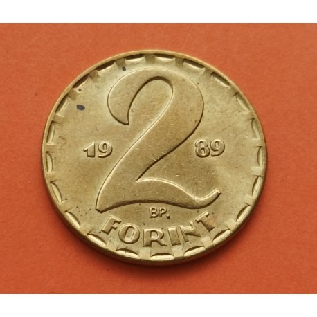 HUNGRIA 2 FORINT 1989 BP ESCUDO y VALOR KM.591 MONEDA DE ALUMINIO SC Hungary