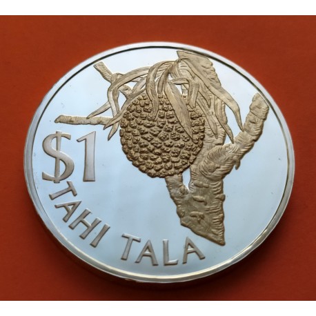 TOKELAU 1 TALA 1978 COCOTERO y REINA ISABEL II KM.1A MONEDA DE PLATA PROOF @RARA@ 1 TAHI TALA