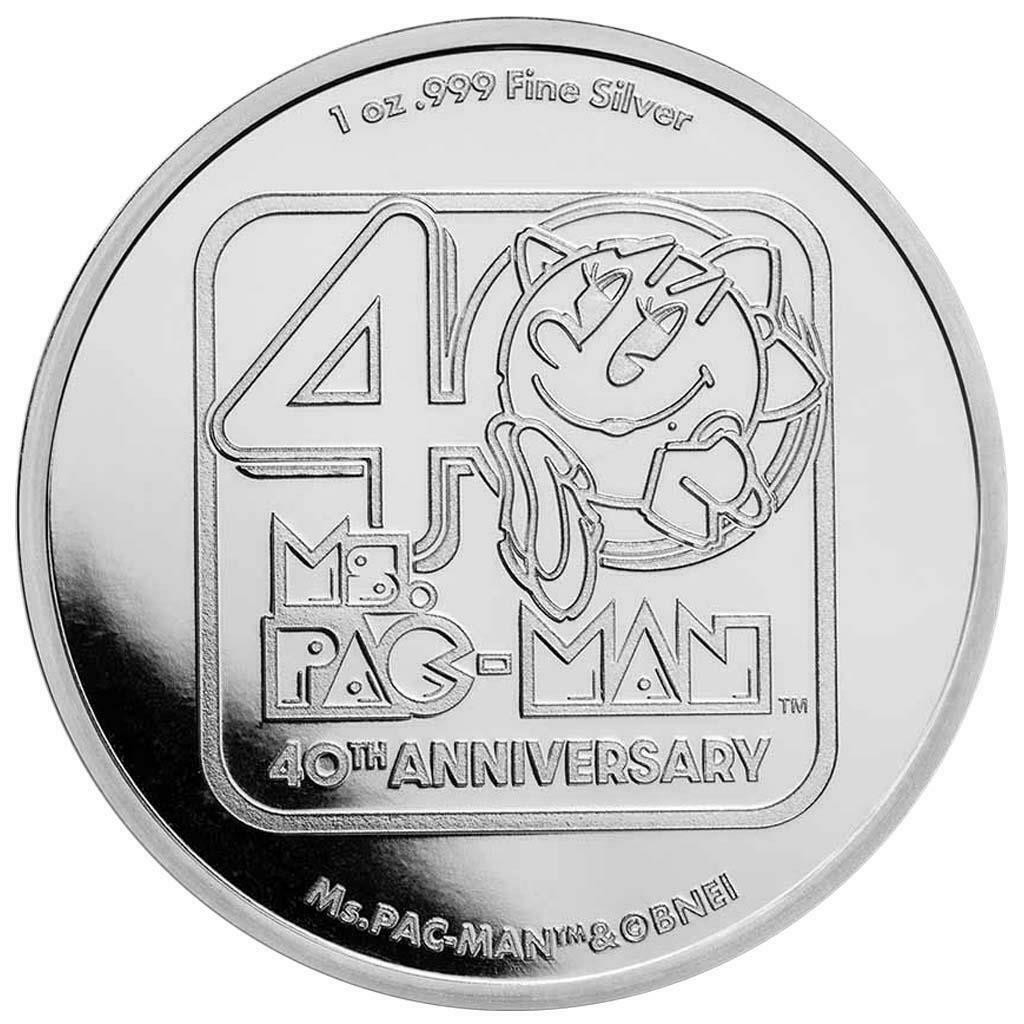 1 ONZA 2021 x NIUE 2 DOLARES 2021 MS. PAC-MAN 40 ANIVERSARIO 2º MONEDA DE  PLATA SC Oz 20.000 uds PACMAN cápsula