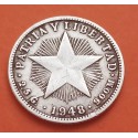 CUBA 10 CENTAVOS 1948 PATRIA y LIBERTAD ESTRELLA KM.A12 MONEDA DE PLATA MBC- Havana Silver R/3