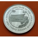 JORDANIA 3 DINARES 1981 AÑO DEL NIÑO Rey HUSSEIN KM.43 MONEDA DE PLATA PROOF Hashemite Kingdom Of Jordan YEAR OF THE CHILD