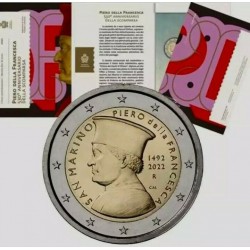 . 1 acoin SAN MARINO 2 EUROS 2022 PINTOR PIERO DELLA FRANCESCA SC 1ª CONMEMORATIVA ESTUCHE