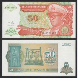 ZAIRE 50 MAKUTAS 1993 DICTADOR MOBUTU Pick 51 BILLETE SC UNC BANKNOTE 50 Nouveaux Makutas