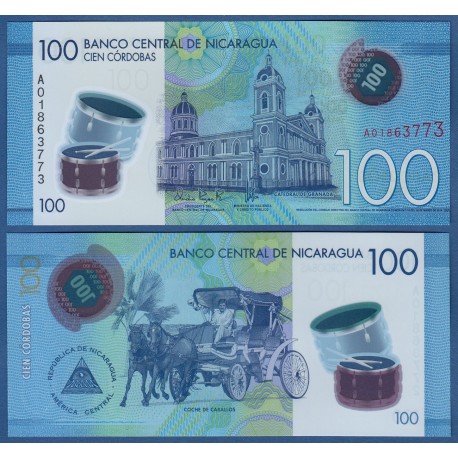 . NICARAGUA 20 CORDOBAS 2015 POLYMER Pick New SC BILLETE PLASTIC