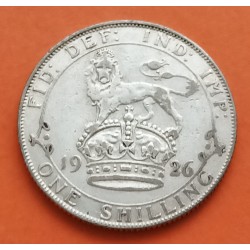 INGLATERRA 1 SHILLING 1926 JORGE V LEON SOBRE CORONA KM.833 MONEDA DE PLATA MBC- UK Silver