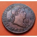 ESPAÑA Rey FERNANDO VII 4 MARAVEDIES 1829 Ceca de SEGOVIA KM.489.1 MONEDA DE COBRE Spain 4 Maravedis