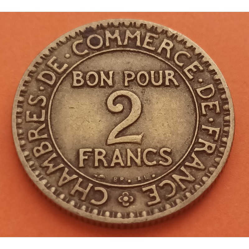 Francia 2 Francos 1923 Dama Chambre De Commerce Km877 Moneda De Laton