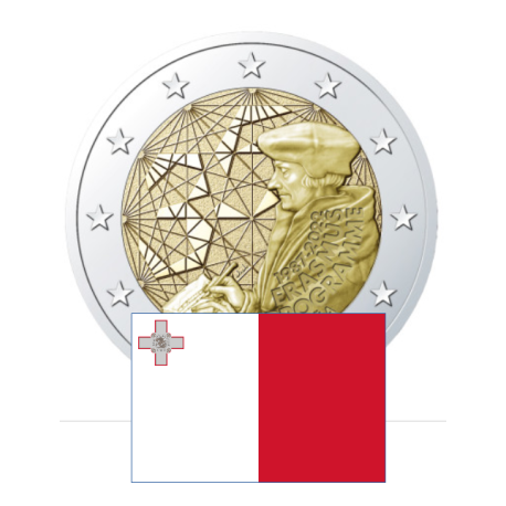 . 1 aacoin @RARA@ MALTA 2 EUROS 2022 PROGRAMA ERASMUS 35 ANIVERSARIO SC de CARTUCHO 85.000 uds CONMEMORATIVA