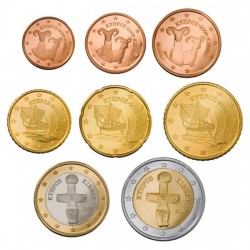 . @28/NOV. ENVIO@ CHIPRE MONEDAS EURO 2022 SC 1+2+5+10+20+50 Centimos + 1 EURO + 2 EUROS 2022 Serie Tira Cyprus