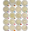 . ..2 EUROS 2015 BANDERA EUROPEA JUEGO 19 DE PAISES/MONEDAS SC