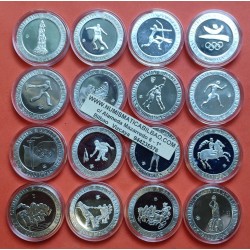 13 ONZAS - 16 monedas x ESPAÑA 2000 PESETAS 1990+1991+1992 OLIMPIADA DE BARCELONA 92 PLATA FDC ESTUCHE FNMT