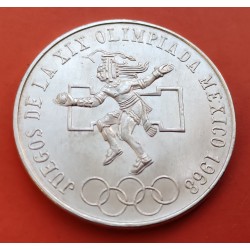 MEXICO 25 PESOS 1968 XIX JUEGOS OLIMPICOS JUGADOR DE PELOTA KM.479.1 MONEDA DE PLATA SC- Mejico silver coin 0,52 ONZAS