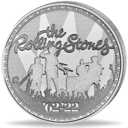 . 1 aacoin THE ROLLING STONES x INGLATERRA 2 LIBRAS 2022 Serie MUSIC LEGENDS MONEDA DE PLATA Cápsula ONZA OZ