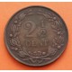 HOLANDA 2,50 CENTIMOS 1886 LEON CON ESPADA KM.108 MONEDA DE BRONCE EBC- @ESCASA@ The Netherlands 2-1/2 Cents