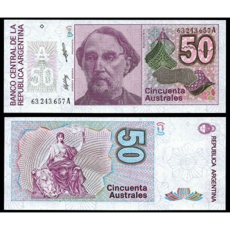 ARGENTINA 50 AUSTRALES 1985 BARTOLOME MITRE ESTATUA Pick 326 BILLETE SC BANKNOTE UNC