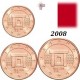 MALTA 1+2+5 CENTIMOS 2008 PUERTA DE TEMPLO 3 MONEDAS DE COBRE SC Euros Euro Cents