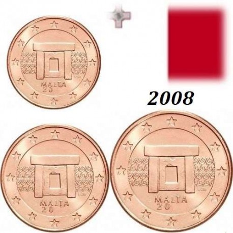 CYPRUS 1+2+5 CENTIMOS EURO 2008 COPPER UNC