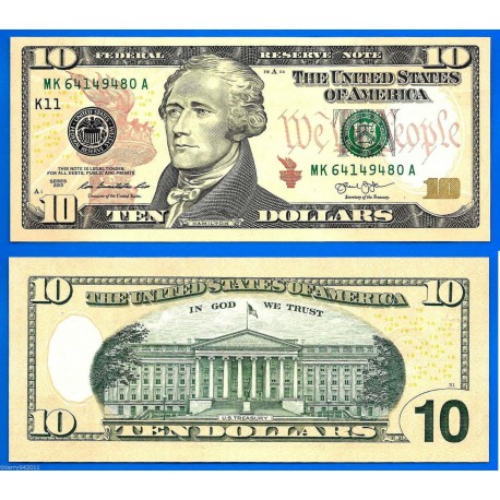 . $10 DOLARES 2013 ESTADOS UNIDOS HAMILTON SC 10 DOLLARS