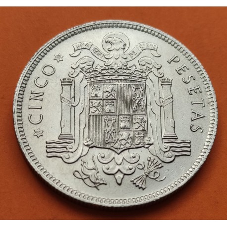 ESPAÑA 5 PESETAS 1949 * 19 49 FRANCO ESTADO ESPAÑOL KM.778 MONEDA DE NICKEL SC Imperfecciones de fábrica R/1