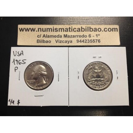 ESTADOS UNIDOS 1/4 DOLAR 1965 P WASHINGTON SC NICKEL QUARTER