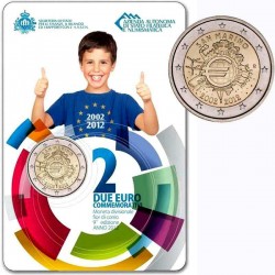 .SAN MARINO 2 EUROS 2012 X ANIVERSARIO DEL EURO SC @RARA@ MONEDA CONMEMORATIVA EN ESTUCHE