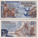 INDONESIA 2,50 RUPIAS 1960 CAMPESINOS Pick 77 BILLETE SC 2,50 Rupiah UNC BANKNOTE