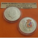 1 moneda NO BOLSA x ESPAÑA 30 EUROS 2018 ESCUDO DEL REY FELIPE VI A COLORES 50 ANIVERSARIO PLATA SC SI CÁPSULA