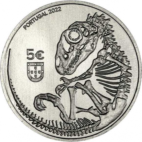 . 1 moneda x PORTUGAL 5 EUROS 2022 DINOSAURIO LOURINHANOSAURUS ANTUNESI Época JURASICO NICKEL SC Tirada 25.000