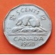 CANADA 5 CENTAVOS 1958 ISABEL II y CASTOR KM.50A MONEDA DE NICKEL EBC- @FORMA DE 12 LADOS@