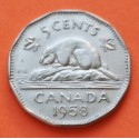 CANADA 5 CENTAVOS 1958 ISABEL II y CASTOR KM.50A MONEDA DE NICKEL EBC- @FORMA DE 12 LADOS@