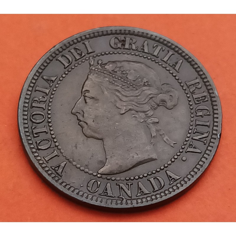 @ESCASA@ CANADA 1 CENTAVO 1892 VICTORIA DEI GRATIA REGINA KM.7 MONEDA ...