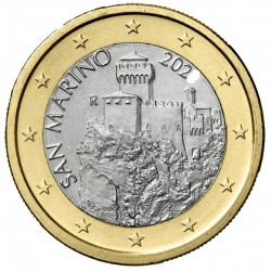 SAN MARINO 1 EURO 2023 TORRE MEDIEVAL SOBRE RISCO (Nuevo Diseño) SC MONEDA TIPO NORMAL @NO CONMEMORATIVA@