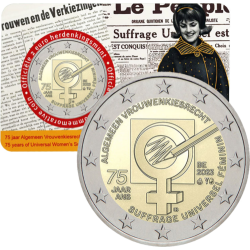 . 1 aacoin BELGICA 2 EUROS 2023 SUFRAGIO UNIVERSAL MUJERES MONEDA SC BIMETÁLICA Belgium COINCARD